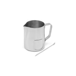 Milk Jug Stainless Steel for Frothing and Coffee Machine 350ml Barista Style Metal Jug Steady Pour Lip and Measuring Scale Milk Art Pen