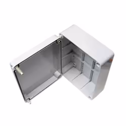Junction box with hinged lid cover door 240mm x 190mm x 90mm waterproof IP56 PVC plastic adaptable enclosure outdoor lighting ...