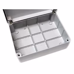 Junction box with hinged lid cover door 240mm x 190mm x 90mm waterproof IP56 PVC plastic adaptable enclosure outdoor lighting cable electrics...