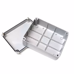 Junction box with hinged lid cover door 240mm x 190mm x 90mm waterproof IP56 PVC plastic adaptable enclosure outdoor lighting cable electrics...