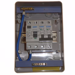 2 Way RCD Consumer Unit 63 Amp 30mA with 6 Amp and 32 Amp Type B MCB Circuit Breakers Garage Shed