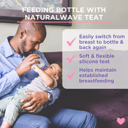 Lansinoh Glass Baby Bottle with NaturalWave Medium Flow Teat  (240 ml)
