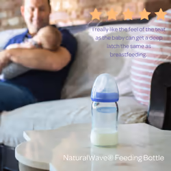 Lansinoh Glass Baby Bottle with NaturalWave Medium Flow Teat  (240 ml)
