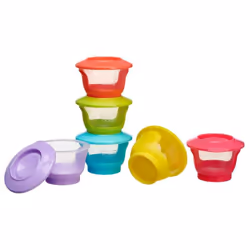 vital baby NOURISH Store & Wean pots 60ml, Storage Pots with Soft Base, 6pack, 443886