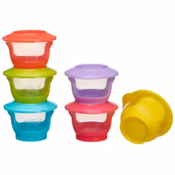 vital baby NOURISH Store & Wean pots 60ml, Storage Pots with Soft Base, 6pack, 443886