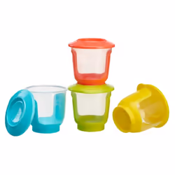 vital baby NOURISH Store & Wean pots 120ml, Storage Pots with Soft Base, 4pack