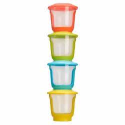 vital baby NOURISH Store & Wean pots 120ml, Storage Pots with Soft Base, 4pack