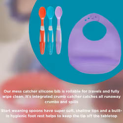 Nourish Start Weaning Kit - Weaning and Feeding Set - Spoons, Pots, Bowl, Cup & Bib - Bright Colours & Durable Materials - BPA, Phthalate & Latex Free