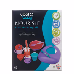 Nourish Start Weaning Kit - Weaning and Feeding Set - Spoons, Pots, Bowl, Cup & Bib - Bright Colours & Durable Materials - BPA, Phthalate & Latex Free