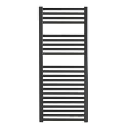 Bray Black Straight Towel Warmer / Heated Towel Rail Radiator - Central Heating - 50 cm, 120 cm