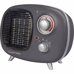 Russell Hobbs RHRETPTC2001G 1.5KW Retro Portable Ceramic Electric Heater in Grey, 2 Heat Settings, Adjustable Thermostat, 15m ...