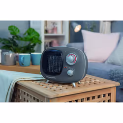 Russell Hobbs RHRETPTC2001G 1.5KW Retro Portable Ceramic Electric Heater in Grey, 2 Heat Settings, Adjustable Thermostat, 15m2 Room Size, 2 Year