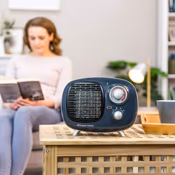 Russell Hobbs RHRETPTC2001G 1.5KW Retro Portable Ceramic Electric Heater in Grey, 2 Heat Settings, Adjustable Thermostat, 15m2 Room Size, 2 Year