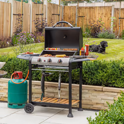 George Foreman GFGBBQ3BW outdoor barbecue/grill Cooking station Propane/butane Black, Wood - Additional view 4