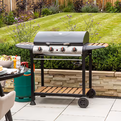George Foreman GFGBBQ4BW outdoor barbecue/grill Cooking station Propane/butane Black, Wood