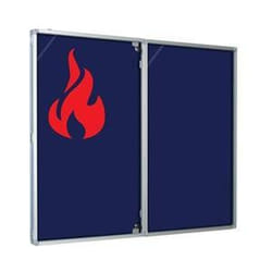 Magiboards Fire Retardant Blue Felt Lockable Noticeboard Display Case
