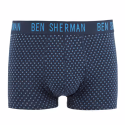 Ben Sherman - Men'S Cotton Blend Boxer And Socks Gift Box Set 'Glen' - Sizes S-Xl - Navy, Small