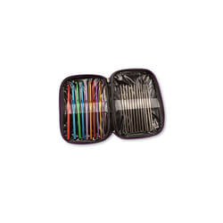 AKORD Pack Of 22 Sizes Multi-colour Aluminium & Steel Crochet Hooks Needles Yarn Weave Knit Craft Set In Case