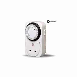 Defender 24 Hour Segment Timer Switch - Energy Saver Plug Standard Size - Hour Plug-in Timer Socket Set - 240v 3 Pin Plug with Programmable Time