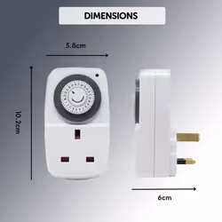 Mini 24 Hour Segment Timer Switch - Energy Saver Timer Standard Size - Hour Plug-in Timer Socket Set - 240v 3 Pin Plug with Programmable Time