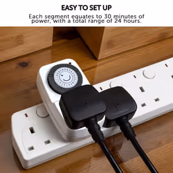 Mini 24 Hour Segment Timer Switch - Energy Saver Timer Standard Size - Hour Plug-in Timer Socket Set - 240v 3 Pin Plug with Programmable Time