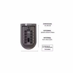 Mini Combination Outdoor Key Safe - Waterproof Wall Mounted Push Button KeySafe Outdoor Key Box - Free Fixing Kit - Wall Mount Key Lock Box - Push
