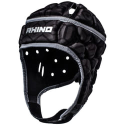 Rhino Pro Head Guard Rugby Sports Players Head Protection Scrum Cap Helmet Black (2020) - Small