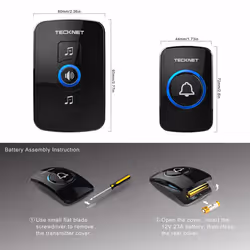 TeckNet Wireless Doorbell, Wall Plug-in Cordless Door Chime at 820-feet Range with 32 Chimes