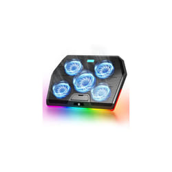 TECKNET RGB Gaming Cooling Pad Quiet Laptop and Notebook Cooling Pad With 5 Fans, Touch Button and Blue LED Laptop Cooler fits 12"-19"