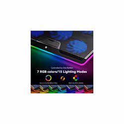 TECKNET RGB Gaming Cooling Pad Quiet Laptop and Notebook Cooling Pad With 5 Fans, Touch Button and Blue LED Laptop Cooler fits 12"-19"