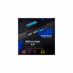 TECKNET RGB Gaming Cooling Pad Quiet Laptop and Notebook Cooling Pad With 5 Fans, Touch Button and Blue LED Laptop Cooler fits 12"-19"