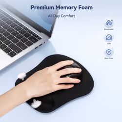 Mouse Pad with Wrist Support  TECKNET Ergonomic Gaming Mouse Pad Pain Relief  Portable Comfortable Mousepad for Computer  Laptop  Office  Home and Tra