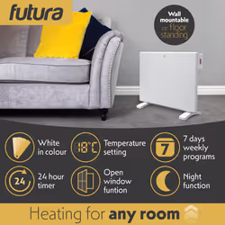 Futura Electric Panel Heater 2000W Wall Mounted or Freestanding
