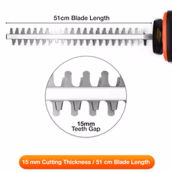 Terratek Cordless Hedge Trimmer Electric 20V Rechargeable Battery x 2 Included