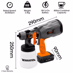 Terratek 18V Cordless Paint Sprayer, Electric HVLP Fence Paint Sprayer