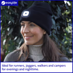 Easylife Beanie Headlight, LED Light Up Hat, Rechargeable LED Beanie Hat for Joggers, Walkers and Campers, LED Clothing Camping Gifts for Men and Wom