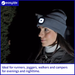 Easylife Beanie Headlight, LED Light Up Hat, Rechargeable LED Beanie Hat for Joggers, Walkers and Campers, LED Clothing Camping Gifts for Men and Wom