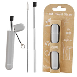 Metal Drinking Straws Outdoor Travel Collapsible BPA Free Safe Reusable Portable - Grey