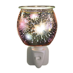 Plug-In Metal and Crystal Clear Electric 3D Glass Firework Wax Melt Oil Burner