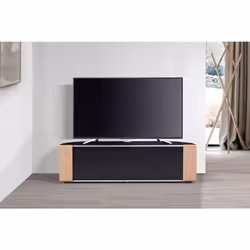 MDA Designs Sirius 1600 Black Cabinet with BeamThru Remote-Friendly Doors and Walnut/Oak Interchangeable Trims for Screen TVs up to 70" - Additional view 4