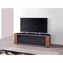 MDA Designs Sirius 1600 Black Cabinet with BeamThru Remote-Friendly Doors and Walnut/Oak Interchangeable Trims for Screen TVs up to 70" - Additional view 5