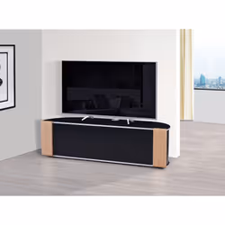 MDA Designs Sirius 1600 Black Cabinet with BeamThru Remote-Friendly Doors and Walnut/Oak Interchangeable Trims for Screen TVs up to 70" - Additional view 6