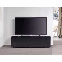 MDA Designs Sirius 1600 TV Cabinet Gloss Black Stand with BEAMTHRU Remote-Friendly Glass Door for Flat Screen TVs up to 70"
