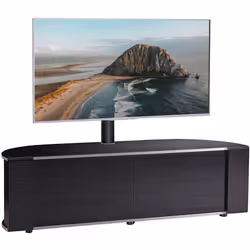 MDA Designs Sirius 1600 Cabinet with BeamThru Remote-Friendly Gloss Black with Black Trims for Flat Screen TVs up to 65" with ...