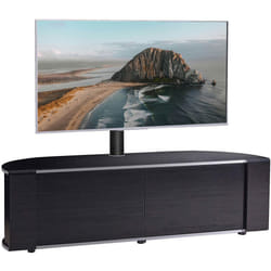 MDA Designs Sirius 1600 Cabinet with BeamThru Remote-Friendly Gloss Black with Black Trims for Flat Screen TVs up to 65" with Mounting Bracket
