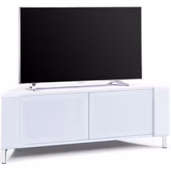 MDA Designs CORVUS Corner-Friendly White Contemporary Cabinet with White BeamThru Glass Doors for Flat Screen TVs up to 50"