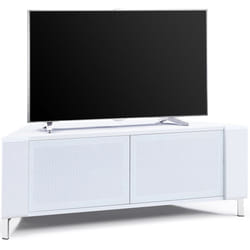MDA Designs CORVUS Corner-Friendly White Contemporary Cabinet with White BeamThru Glass Doors for Flat Screen TVs up to 50"