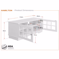 MDA Designs Hamilton Black Freestanding Traditional TV Cabinet with Storage Elegant Classic Design for Flat Screen TVs up to 55" - Additional view 7
