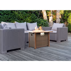 MDA Designs Ostara Stylish Wicker Garden and Patio Glass Tabletop Gas Fire Pit - Additional view 2