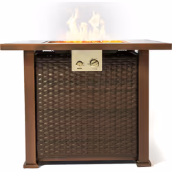 MDA Designs Ostara Stylish Wicker Garden and Patio Glass Tabletop Gas Fire Pit - Additional view 3